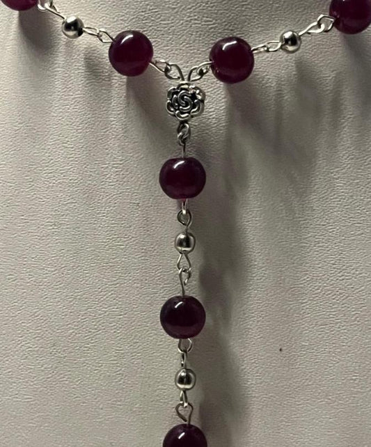 First Wilt Long Red Rosary Necklace