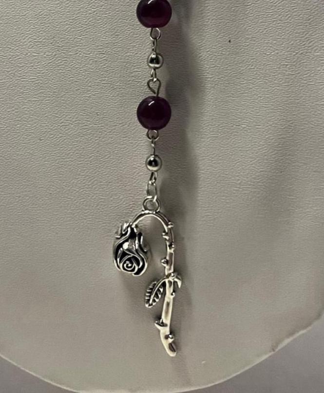 First Wilt Long Red Rosary Necklace